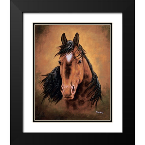 Brwon Horse Black Modern Wood Framed Art Print with Double Matting by Petrikova, Eva