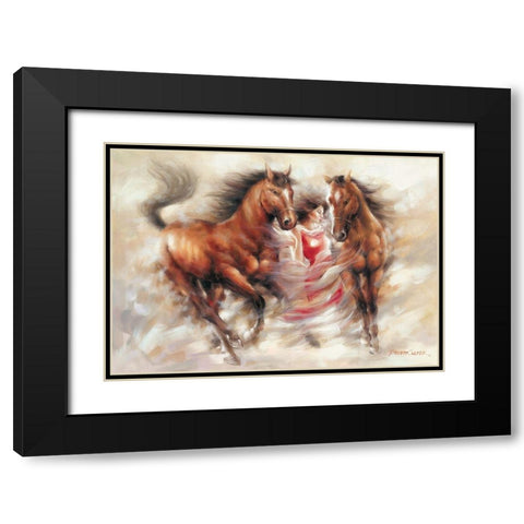 Ann with Horses II Black Modern Wood Framed Art Print with Double Matting by Carter, Prvett