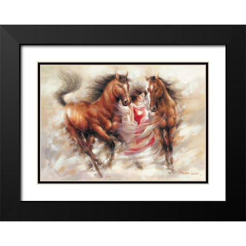 Ann with Horses II Black Modern Wood Framed Art Print with Double Matting by Carter, Prvett