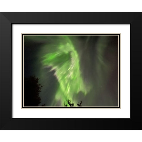Northern Lights Iceland I Black Modern Wood Framed Art Print with Double Matting by Bures, Josef