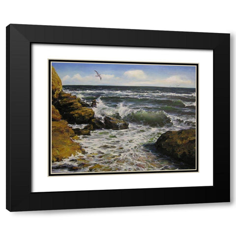 Black Sea Coast Black Modern Wood Framed Art Print with Double Matting by Cernov, Ivan