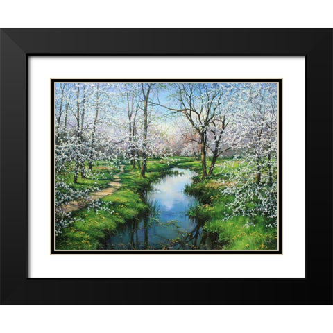 Here is Spring Black Modern Wood Framed Art Print with Double Matting by Cernov, Ivan