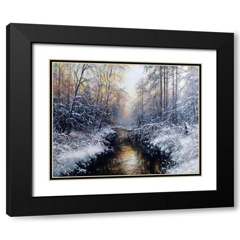 Golden February Black Modern Wood Framed Art Print with Double Matting by Cernov, Ivan