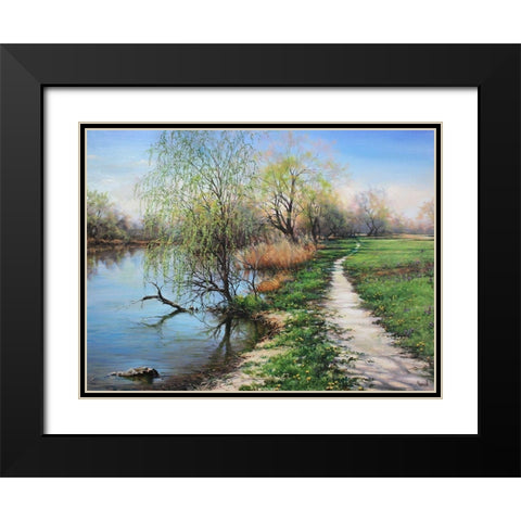 The Way-where is walking Spring Black Modern Wood Framed Art Print with Double Matting by Cernov, Ivan