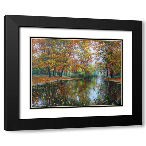 Autumn Mirror of River Black Modern Wood Framed Art Print with Double Matting by Cernov, Ivan