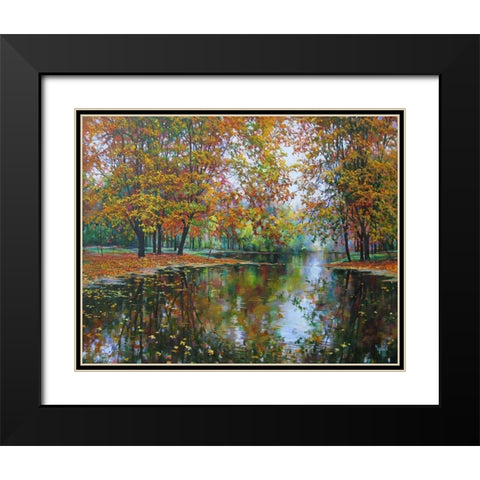 Autumn Mirror of River Black Modern Wood Framed Art Print with Double Matting by Cernov, Ivan
