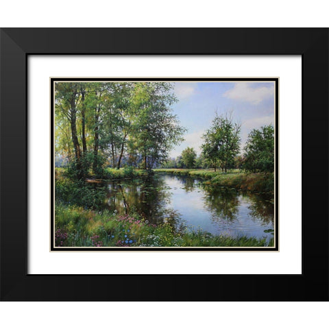 Honey June Black Modern Wood Framed Art Print with Double Matting by Cernov, Ivan