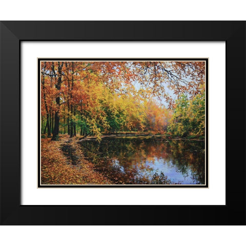 Autumn Sings with the River Black Modern Wood Framed Art Print with Double Matting by Cernov, Ivan