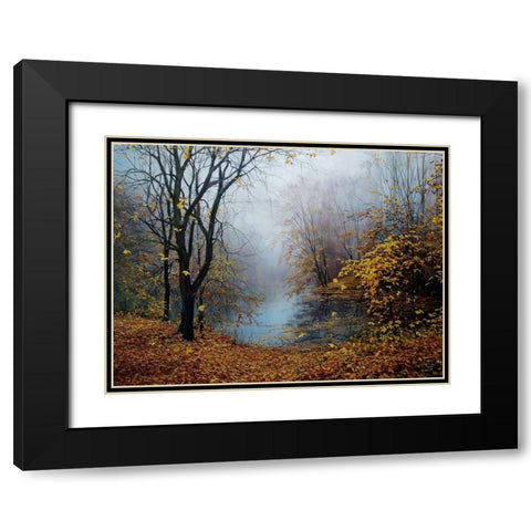 Autumn Dancing in the Fog Black Modern Wood Framed Art Print with Double Matting by Cernov, Ivan