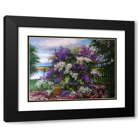 Lilac Black Modern Wood Framed Art Print with Double Matting by Cernov, Ivan