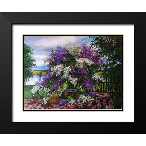 Lilac Black Modern Wood Framed Art Print with Double Matting by Cernov, Ivan