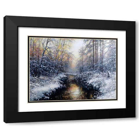 Golden February Black Modern Wood Framed Art Print with Double Matting by Cernov, Ivan