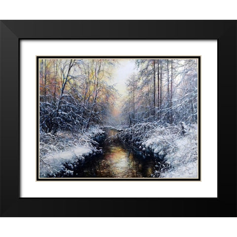 Golden February Black Modern Wood Framed Art Print with Double Matting by Cernov, Ivan