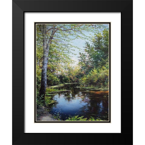 Dark River Black Modern Wood Framed Art Print with Double Matting by Cernov, Ivan