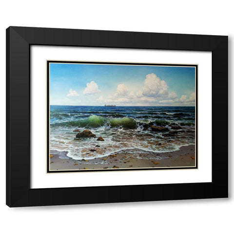 When the Sea Calls II Black Modern Wood Framed Art Print with Double Matting by Cernov, Ivan
