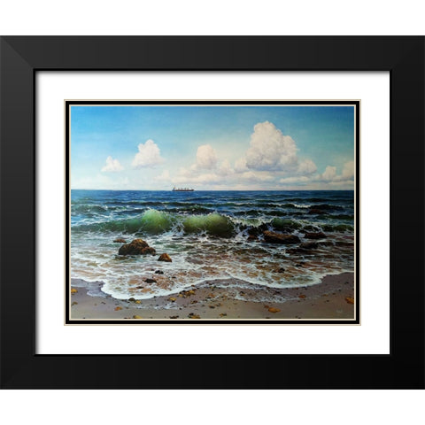 When the Sea Calls II Black Modern Wood Framed Art Print with Double Matting by Cernov, Ivan