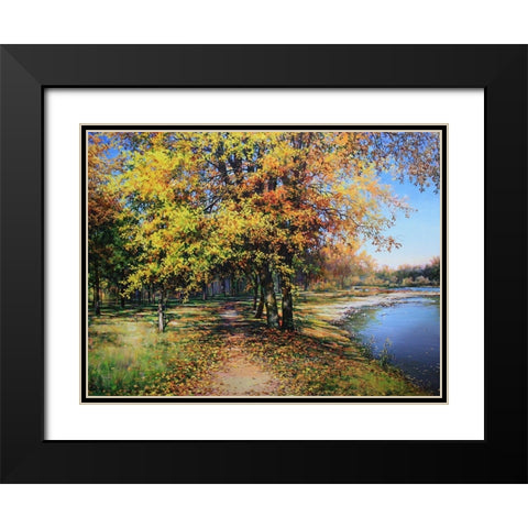 Fall in Love with Autumn Black Modern Wood Framed Art Print with Double Matting by Cernov, Ivan