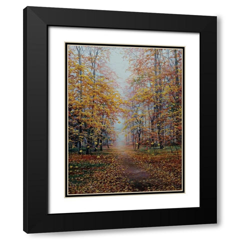 Autumn Romance Black Modern Wood Framed Art Print with Double Matting by Cernov, Ivan