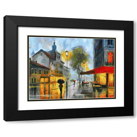 Street in Evening Black Modern Wood Framed Art Print with Double Matting by Medeiros, Celito