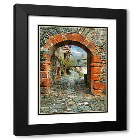 Stone Gate Black Modern Wood Framed Art Print with Double Matting by Medeiros, Celito