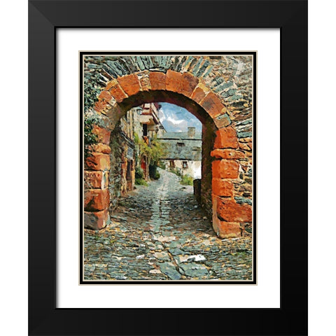 Stone Gate Black Modern Wood Framed Art Print with Double Matting by Medeiros, Celito