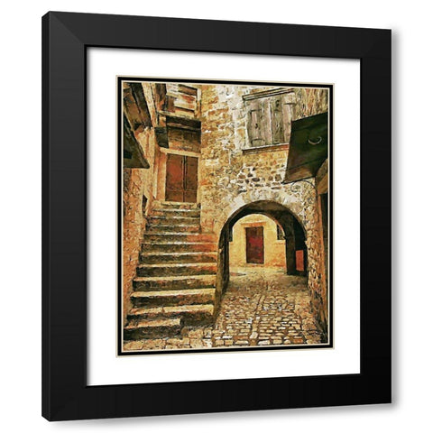 Street in Tuscany old Town II Black Modern Wood Framed Art Print with Double Matting by Medeiros, Celito
