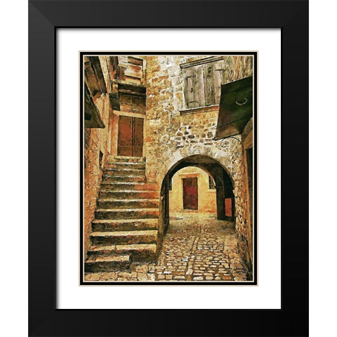 Street in Tuscany old Town II Black Modern Wood Framed Art Print with Double Matting by Medeiros, Celito