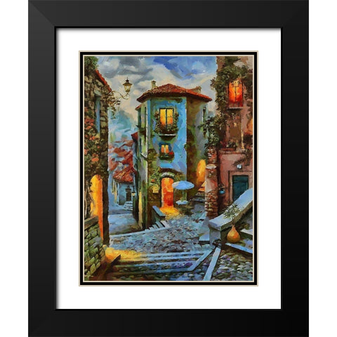 Street in Tuscany old Town III Black Modern Wood Framed Art Print with Double Matting by Medeiros, Celito