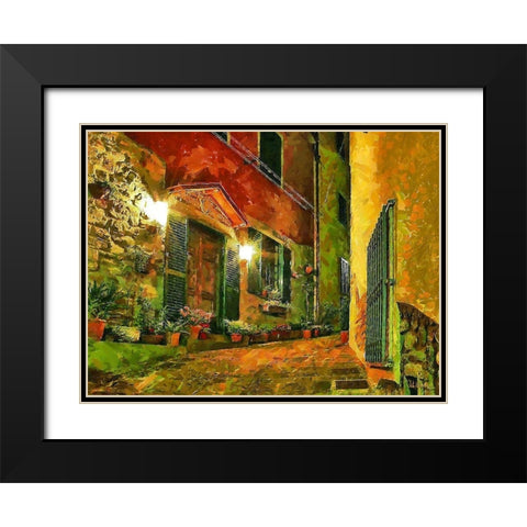 Street in Tuscany old Town IV Black Modern Wood Framed Art Print with Double Matting by Medeiros, Celito