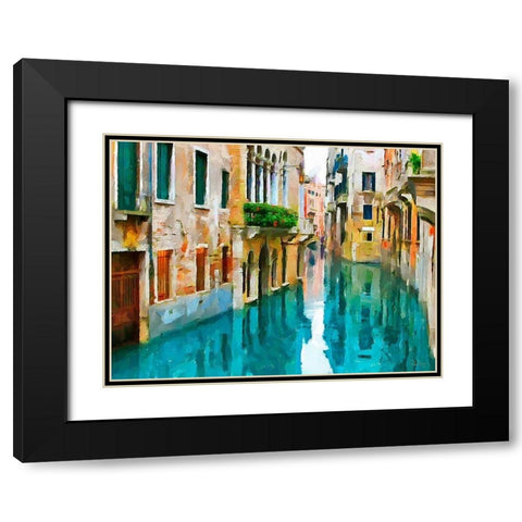 Venice Canal Black Modern Wood Framed Art Print with Double Matting by Medeiros, Celito