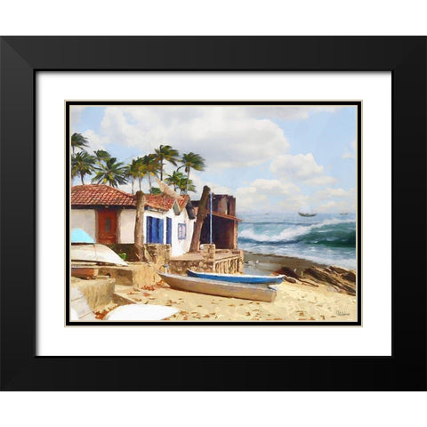 Boats in Caribic II Black Modern Wood Framed Art Print with Double Matting by Medeiros, Celito