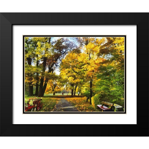 Autumn Park Way Black Modern Wood Framed Art Print with Double Matting by Medeiros, Celito