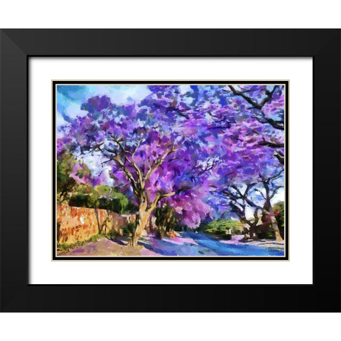 Purple Trees Black Modern Wood Framed Art Print with Double Matting by Medeiros, Celito