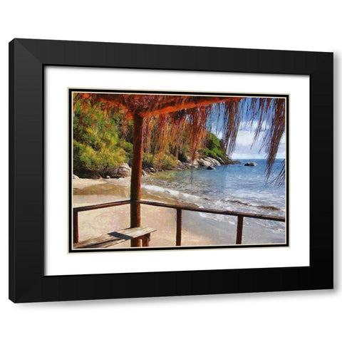 Sand Beach by the Rocks Black Modern Wood Framed Art Print with Double Matting by Medeiros, Celito