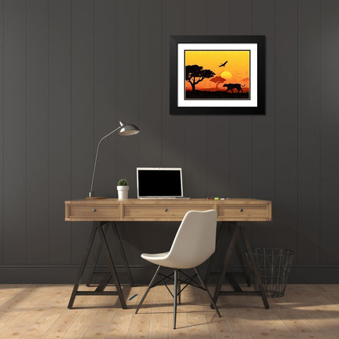 Memories of Africa I Black Modern Wood Framed Art Print with Double Matting by Medeiros, Celito