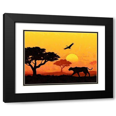 Memories of Africa I Black Modern Wood Framed Art Print with Double Matting by Medeiros, Celito