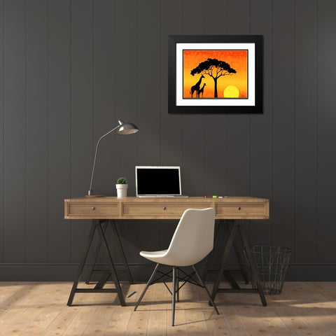 Memories of Africa III Black Modern Wood Framed Art Print with Double Matting by Medeiros, Celito