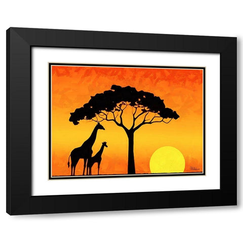 Memories of Africa III Black Modern Wood Framed Art Print with Double Matting by Medeiros, Celito