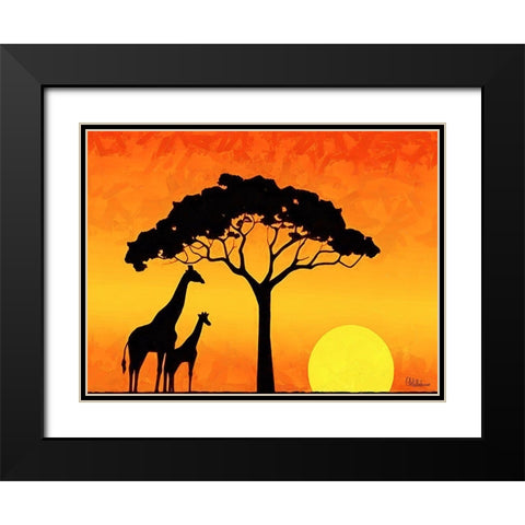 Memories of Africa III Black Modern Wood Framed Art Print with Double Matting by Medeiros, Celito