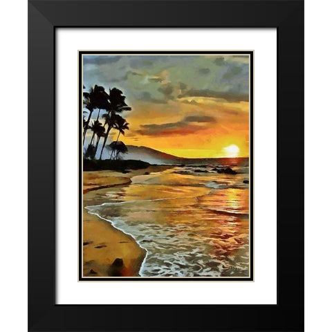 Sunset over the Sea vertical Black Modern Wood Framed Art Print with Double Matting by Medeiros, Celito