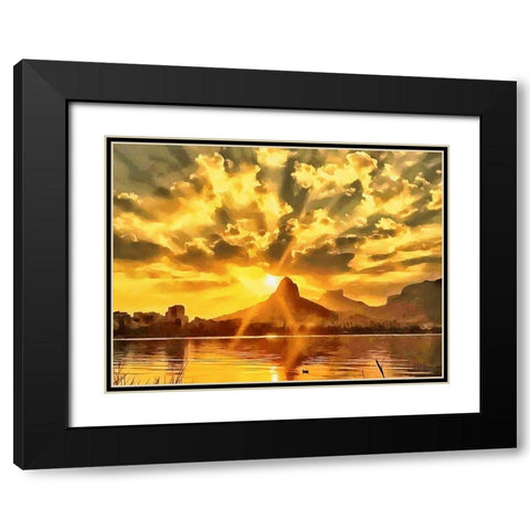 The Sun Paints the Sky Black Modern Wood Framed Art Print with Double Matting by Medeiros, Celito
