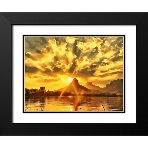 The Sun Paints the Sky Black Modern Wood Framed Art Print with Double Matting by Medeiros, Celito