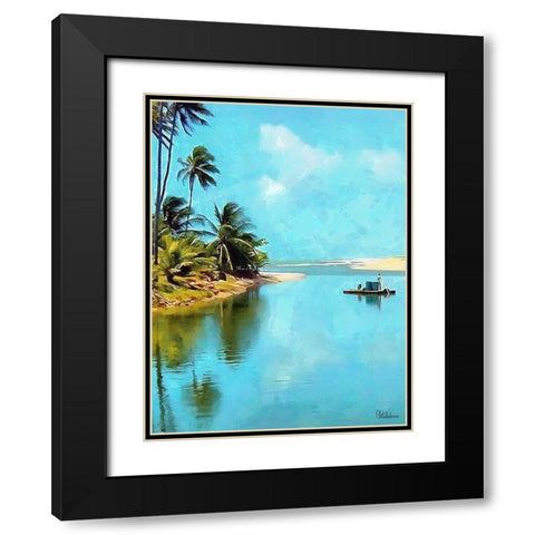 Everyone Loves Palm Trees XV Black Modern Wood Framed Art Print with Double Matting by Medeiros, Celito
