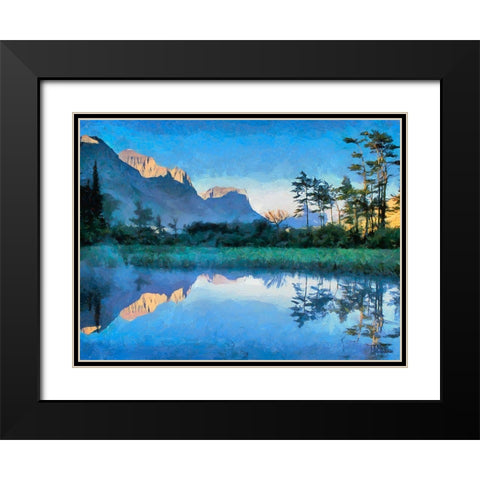 Mountains are Reflected in the Lake Black Modern Wood Framed Art Print with Double Matting by Medeiros, Celito