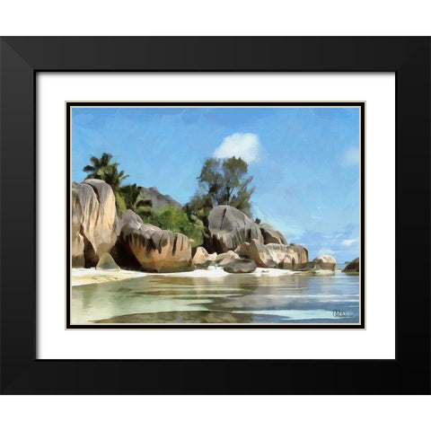 Seychelles Black Modern Wood Framed Art Print with Double Matting by Medeiros, Celito