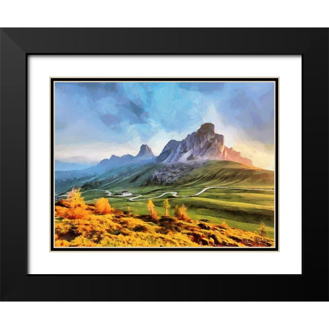 Dolomity Mountains Black Modern Wood Framed Art Print with Double Matting by Medeiros, Celito