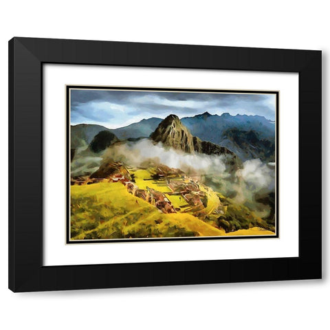 Machu Picchu Black Modern Wood Framed Art Print with Double Matting by Medeiros, Celito