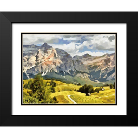 Austrian Mountains II Black Modern Wood Framed Art Print with Double Matting by Medeiros, Celito