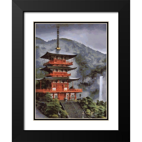 Somewhere in Asia Black Modern Wood Framed Art Print with Double Matting by Medeiros, Celito