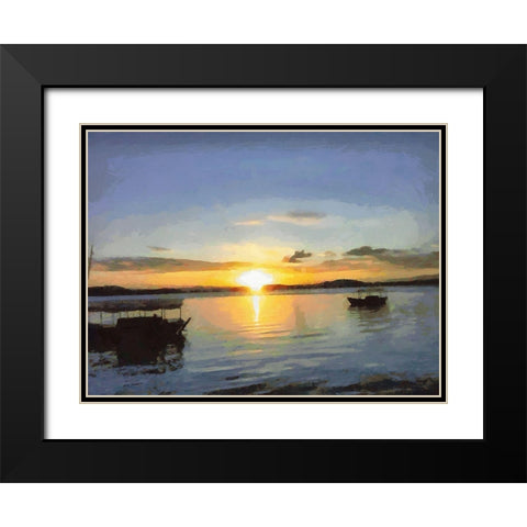Golden Sunset Black Modern Wood Framed Art Print with Double Matting by Medeiros, Celito